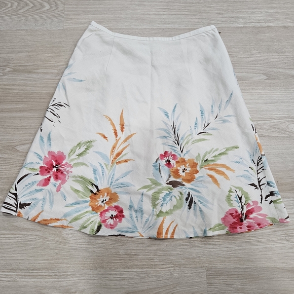 Talbots Womens Midi Skirt Size 2 Petites Floral A-Line Silk/Linen Blend - Picture 1 of 4